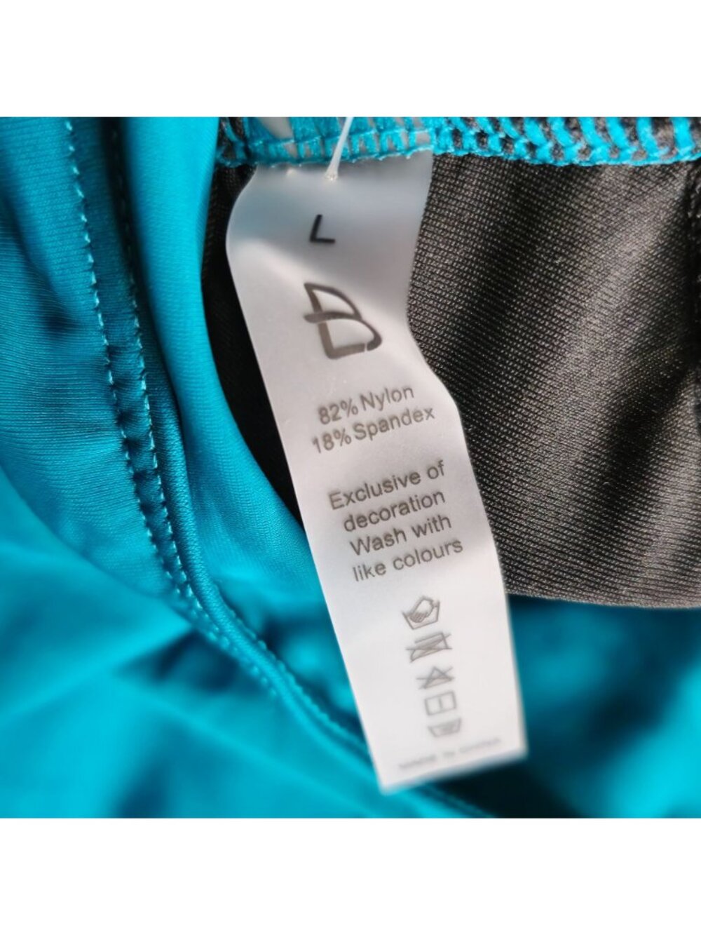 Teal Crochet Trim One Piece Swimsuit L Ruffle V Neck Tummy Control - Picture 6 of 8